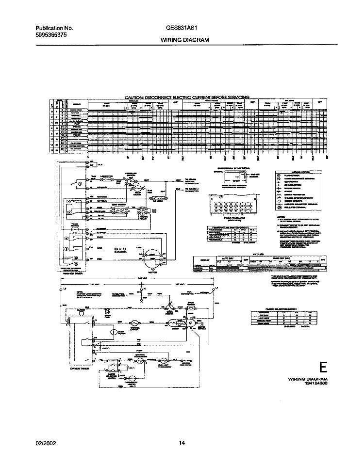 134124200 WIRING DIAGRAM Diagram and Parts List for GES831AS1  Gibson Washer Dryer Combo