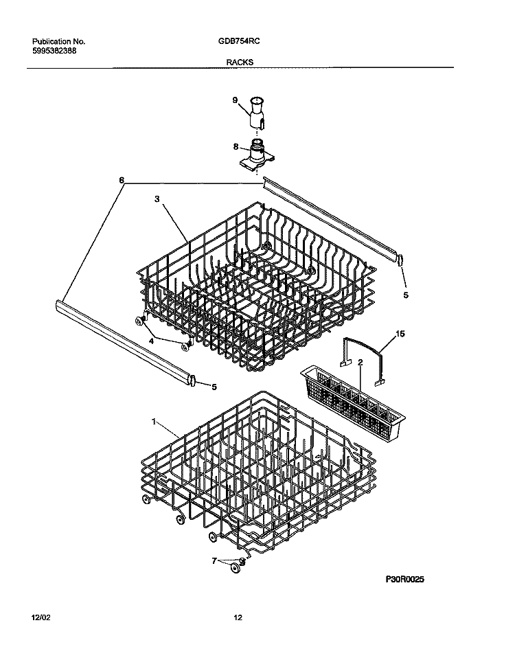 RACKS Diagram and Parts List for GDB754RCS0  Gibson Dishwasher