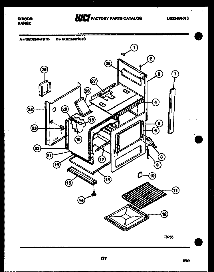 BODY PARTS Diagram and Parts List for CGD2M4WSTC  Gibson Range