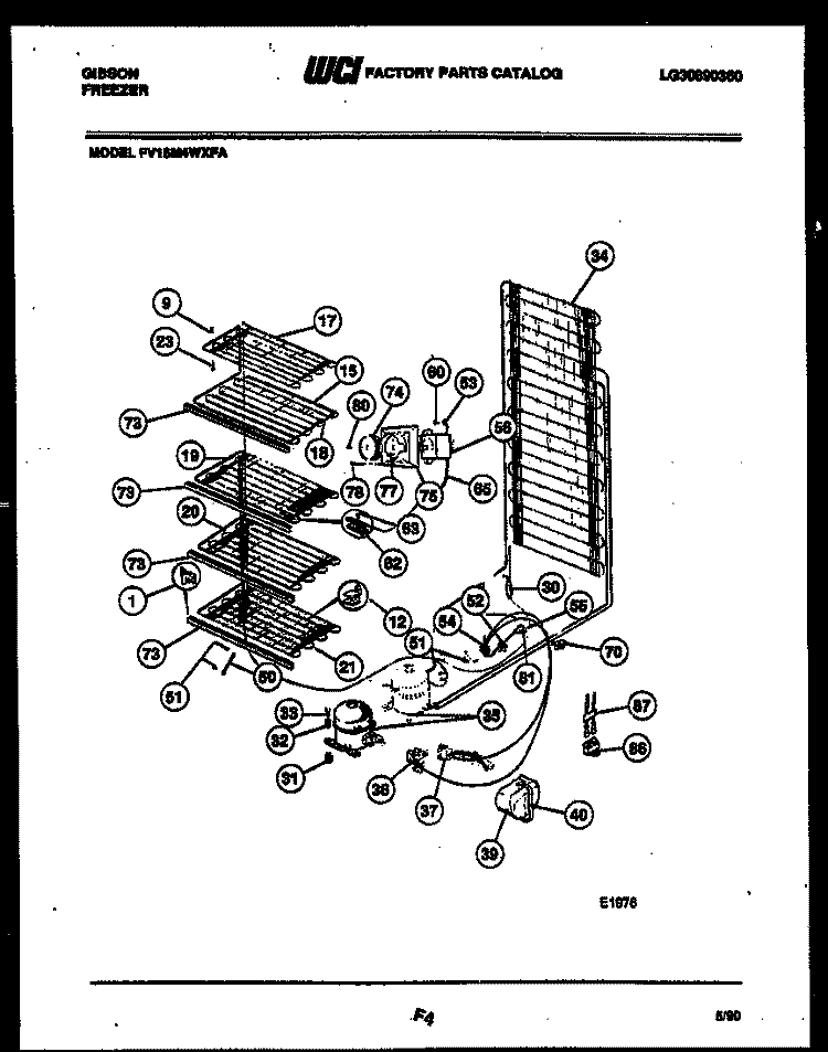 SYSTEM AND ELECTRICAL PARTS Diagram and Parts List for FV16M4WXFA  Gibson Freezer