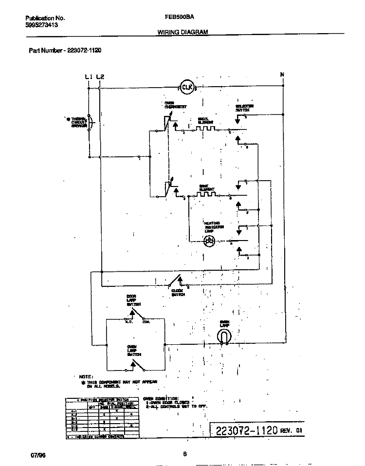 WIRING DIAGRAM Diagram and Parts List for FEB500BAB6  Frigidaire Wall Oven