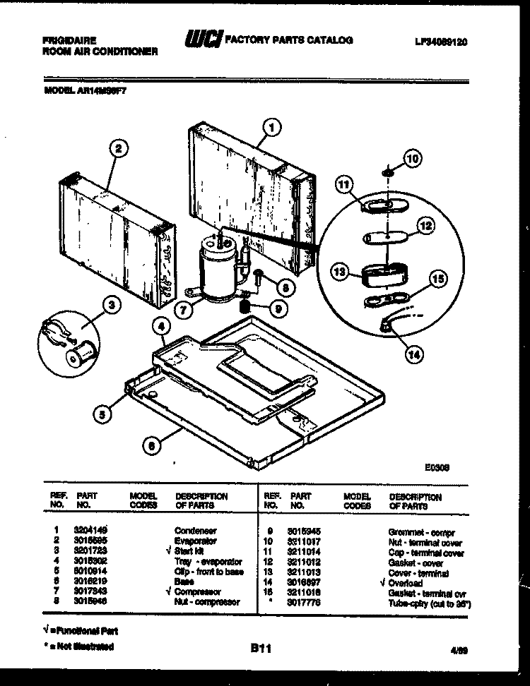 SYSTEM PARTS Diagram and Parts List for AR14MS8F7  Frigidaire Air Conditioner