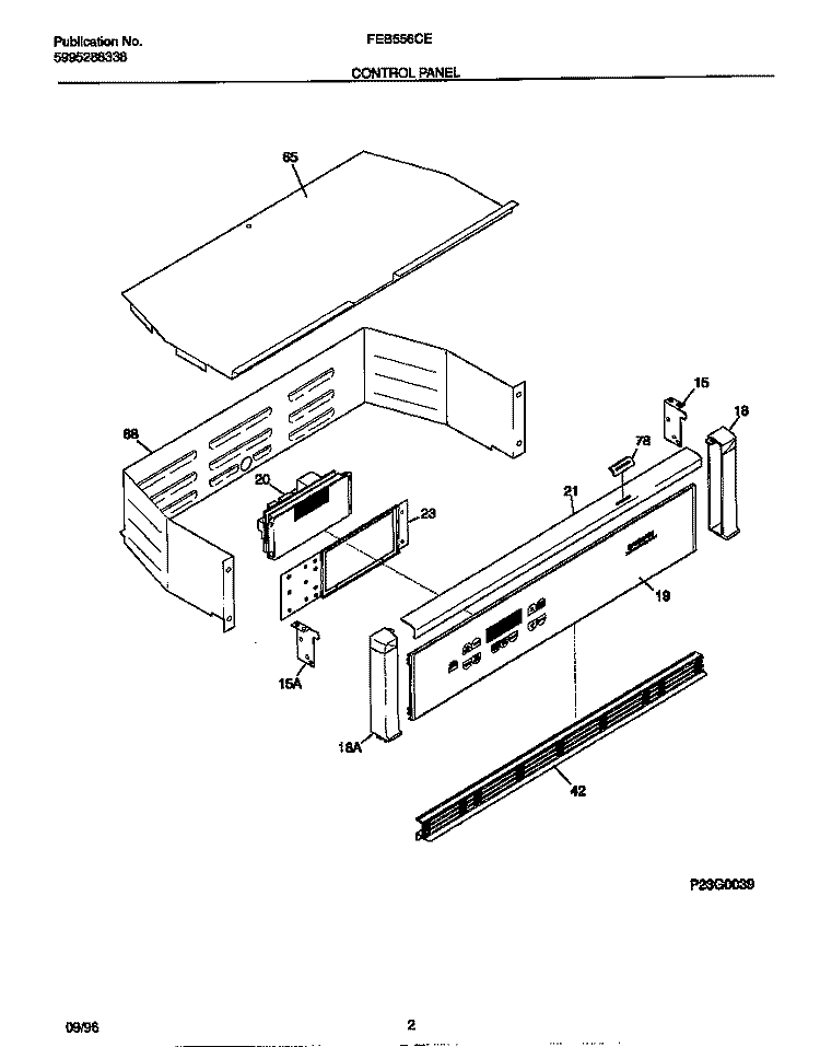 CONTROL PANEL Diagram and Parts List for FEB556CETB  Frigidaire Wall Oven