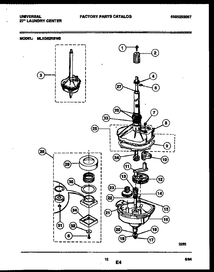 TRANSMISSION PARTS Diagram and Parts List for MLXG62RBD0  Frigidaire Washer Dryer Combo