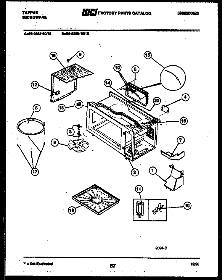 WRAPPER AND BODY PARTS Diagram and Parts List for 56-2268-10-15  Tappan Microwave