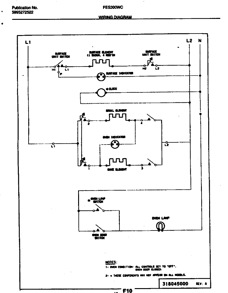 WIRING DIAGRAM Diagram and Parts List for FES300WCDA  Frigidaire Range