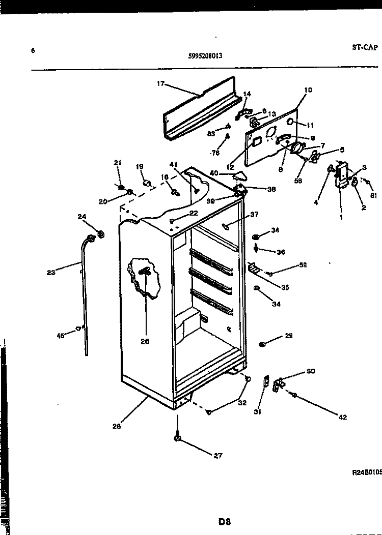 CABINET PARTS Diagram and Parts List for RT174NCD1  Frigidaire Refrigerator