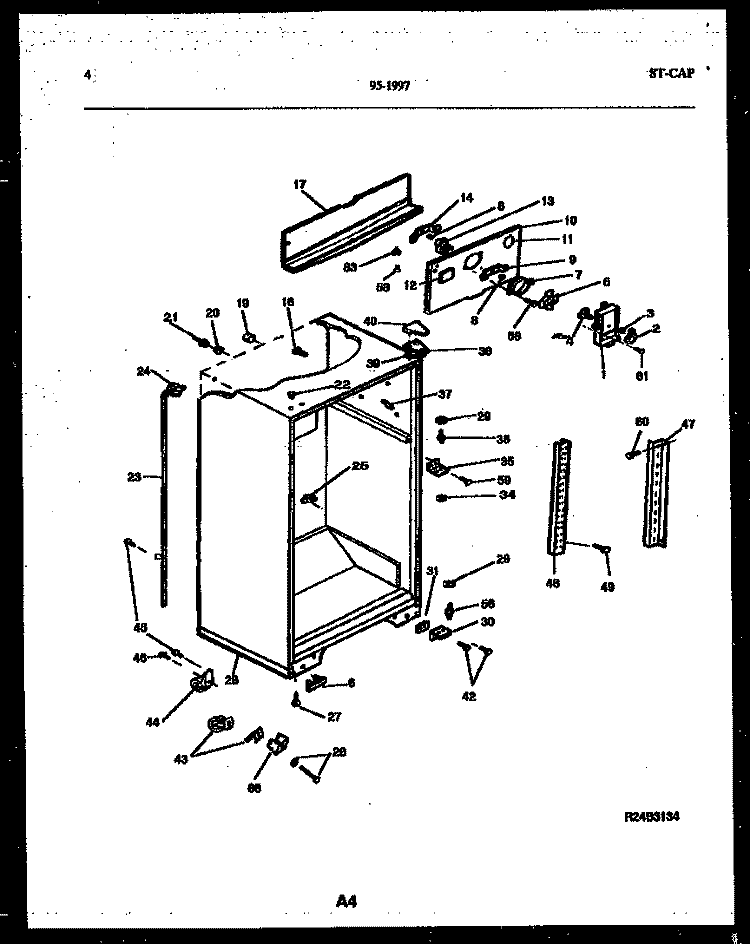 CABINET PARTS Diagram and Parts List for 95-1997-66-04  Tappan Refrigerator