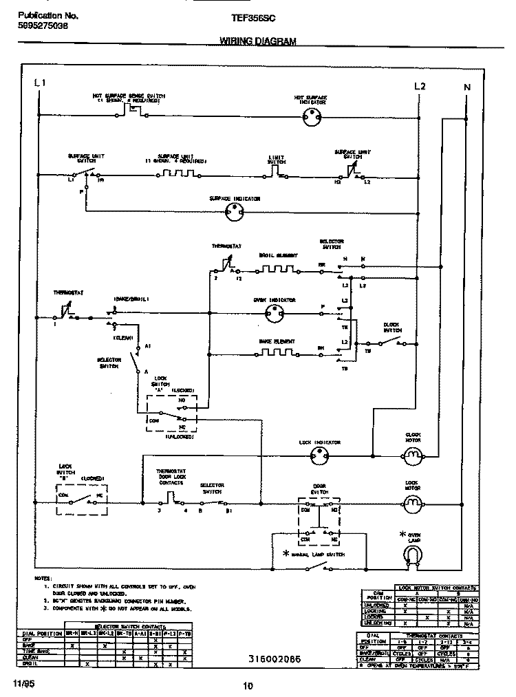 WIRING DIAGRAM Diagram and Parts List for TEF356SCWB  Tappan Range