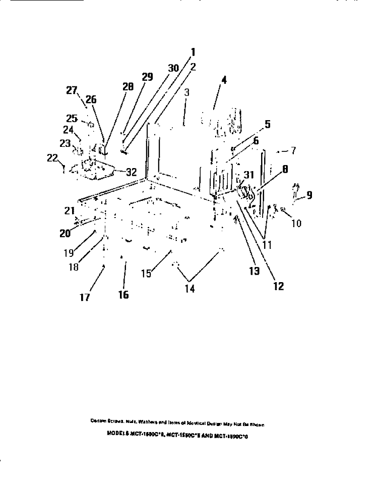 CABINET BASE, BLOWER MOTOR, TRANSFO Diagram and Parts List for MCT1550C0  Frigidaire Microwave