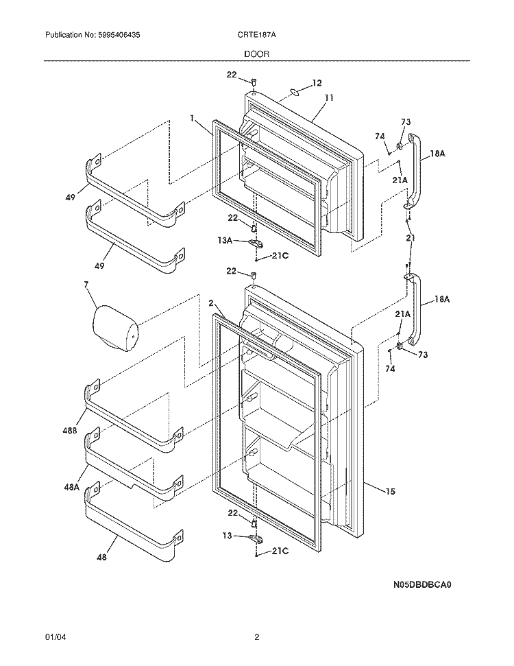 DOORS Diagram and Parts List for CRTE187AK0  Crosley Refrigerator
