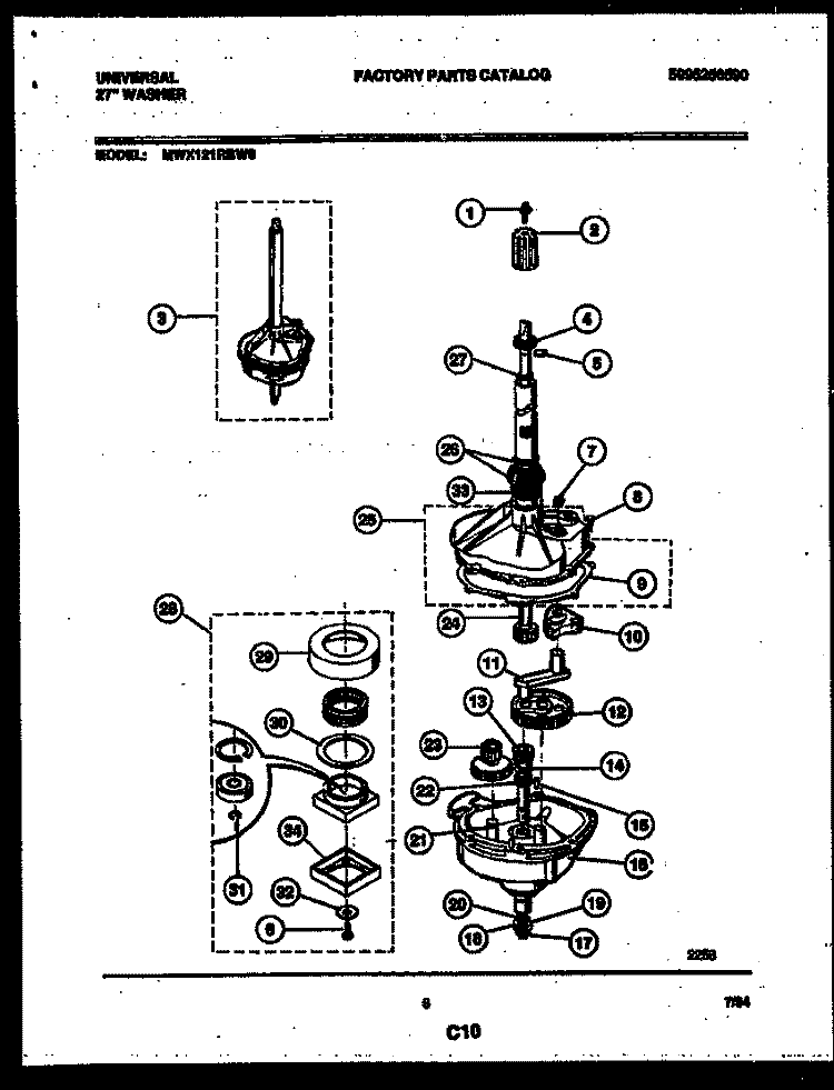 TRANSMISSION PARTS Diagram and Parts List for MWX121RBD0  Frigidaire Washer
