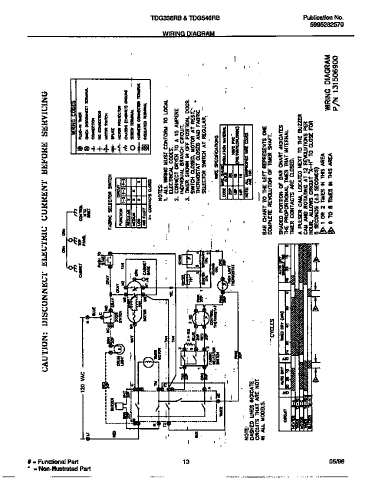 WIRING DIAGRAM Diagram and Parts List for TDG546RBD2  Tappan Dryer