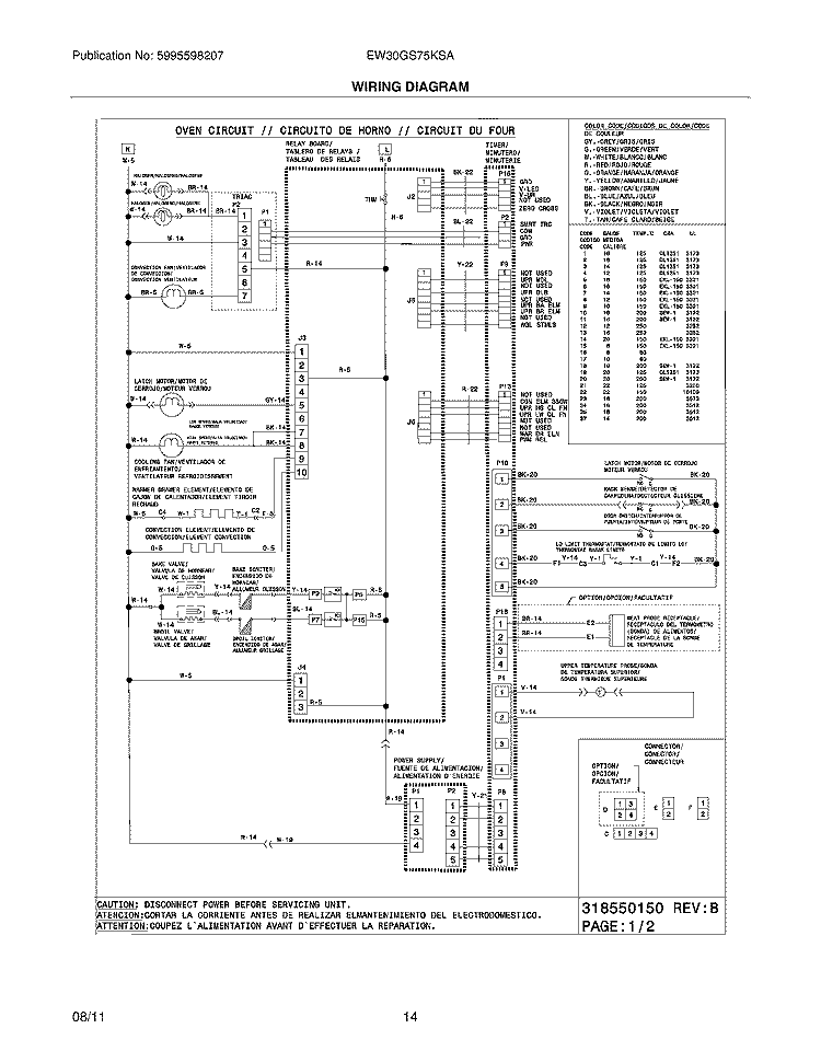 WIRING DIAGRAM Diagram and Parts List for EW30GS75KSA  Electrolux Range