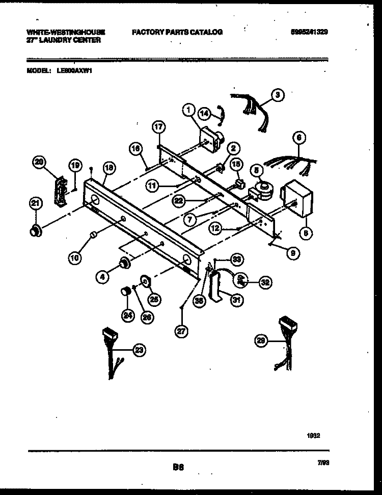CONSOLE AND CONTROL PARTS Diagram and Parts List for LE600AXW1  Frigidaire Washer Dryer Combo