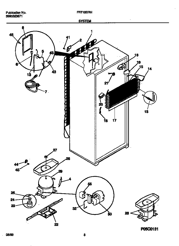 SYSTEM Diagram and Parts List for FRT18DRHD0  Frigidaire Refrigerator