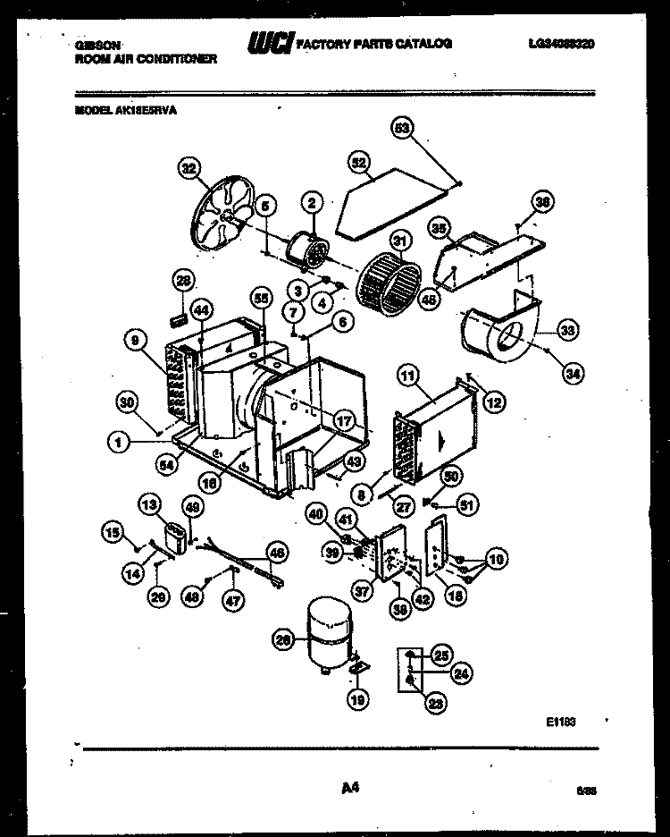 ELECTRICAL AND AIR HANDLING PARTS Diagram and Parts List for AK18E5RVA  Gibson Air Conditioner