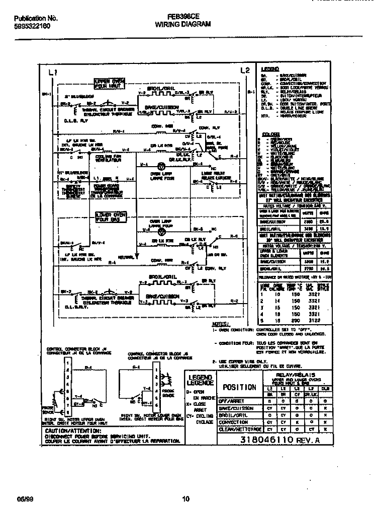 WIRING DIAGRAM Diagram and Parts List for FEB398CEBC  Frigidaire Wall Oven