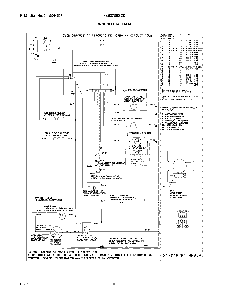 WIRING DIAGRAM Diagram and Parts List for FEB27S5GCD  Frigidaire Wall Oven