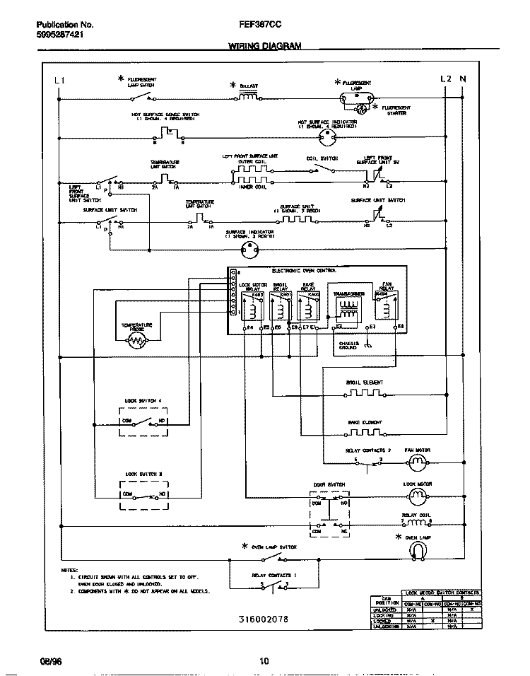 WIRING DIAGRAM Diagram and Parts List for FEF387CCBF  Frigidaire Range