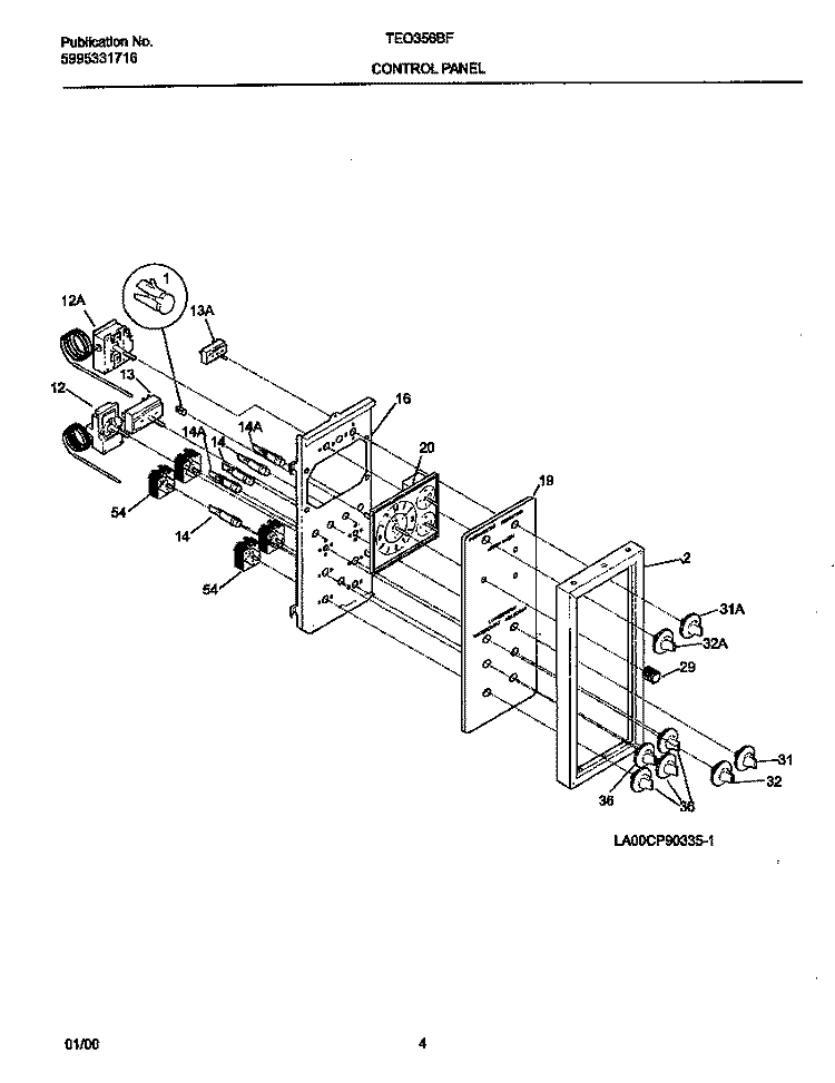 CONTROL PANEL Diagram and Parts List for TEO356BFW3  Tappan Range