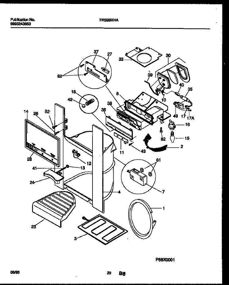 ICE DOOR, DISPENSER AND WATER TANKS Diagram and Parts List for FRS28XHAB0  Frigidaire Refrigerator
