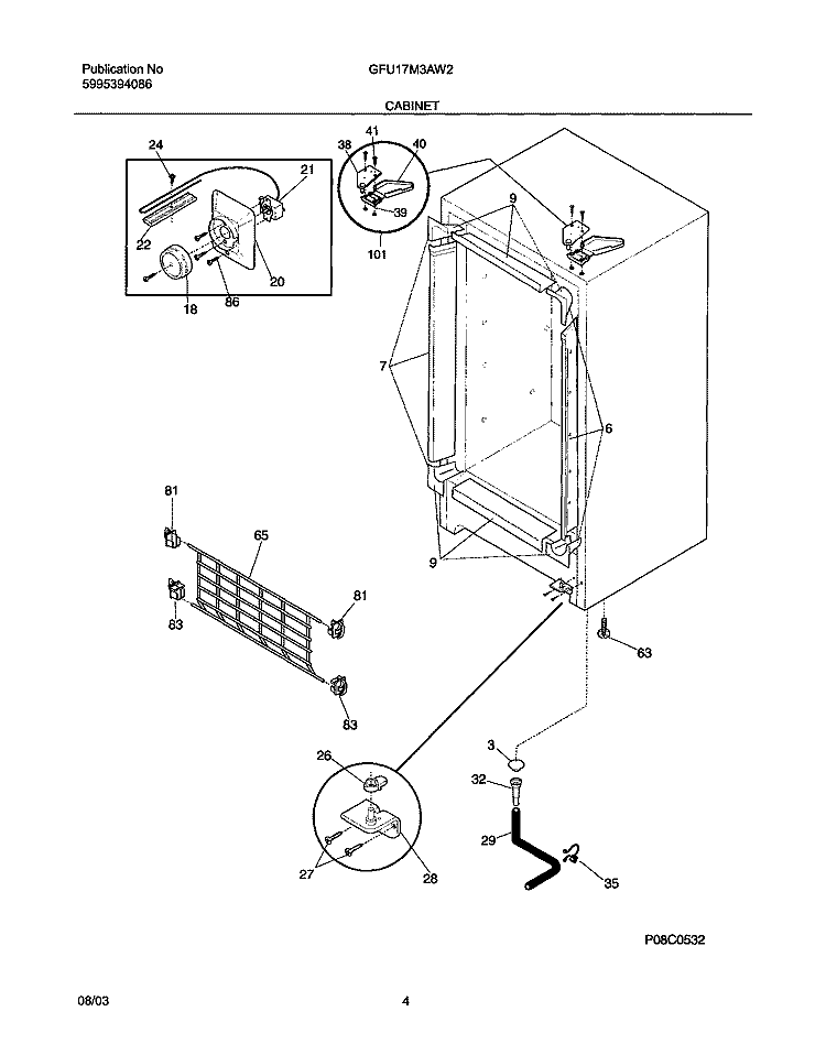 CABINET Diagram and Parts List for GFU17M3AW2  Gibson Freezer