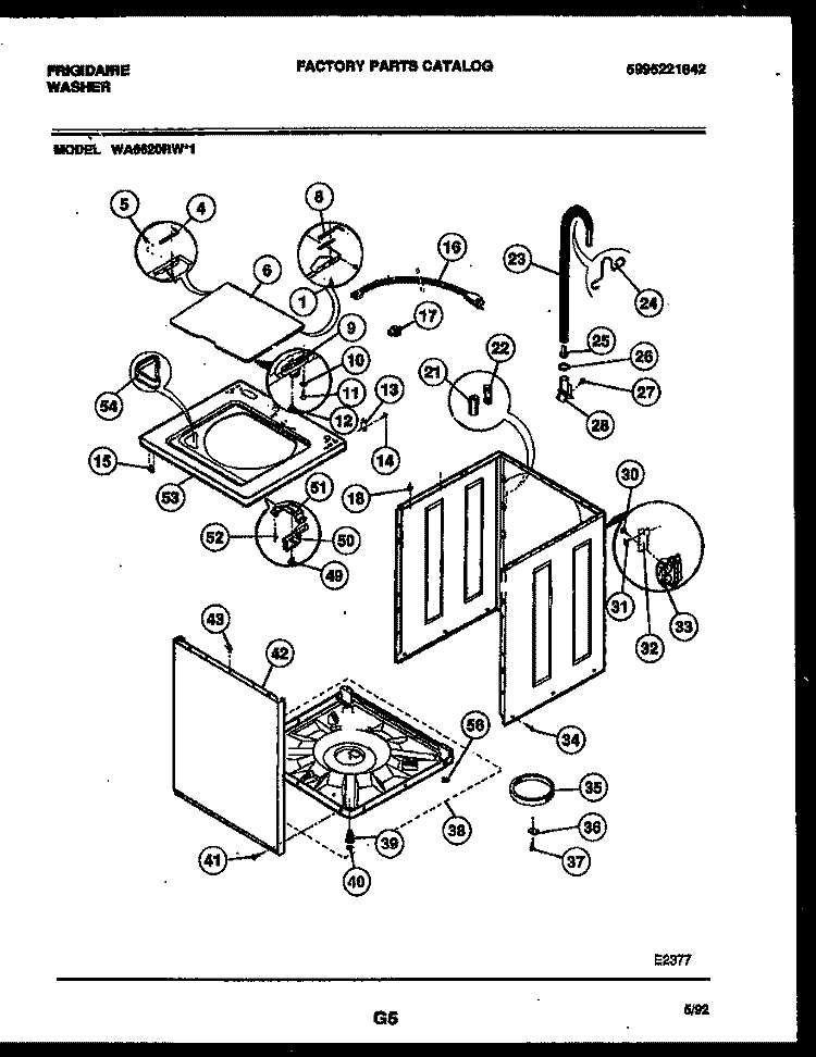 CABINET PARTS Diagram and Parts List for WA6620RW1  Frigidaire Washer