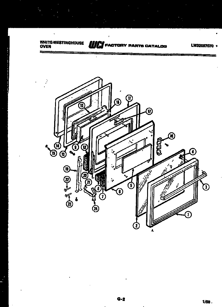 DOOR PARTS Diagram and Parts List for KB663GDM2  Frigidaire Wall Oven