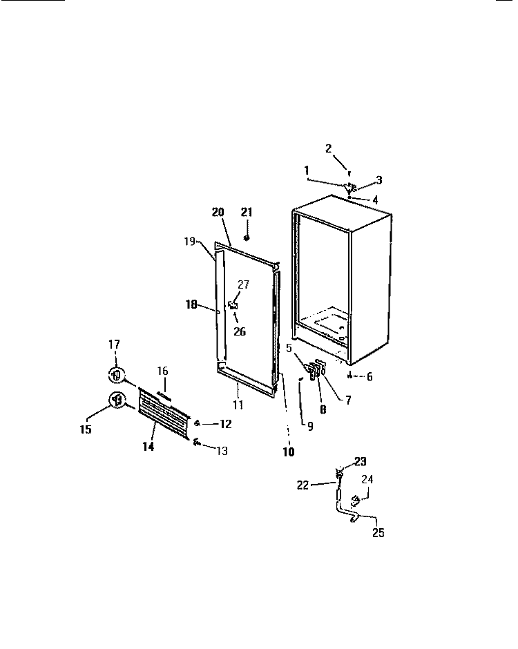 CABINET Diagram and Parts List for UFS161SM3  Kelvinator Freezer