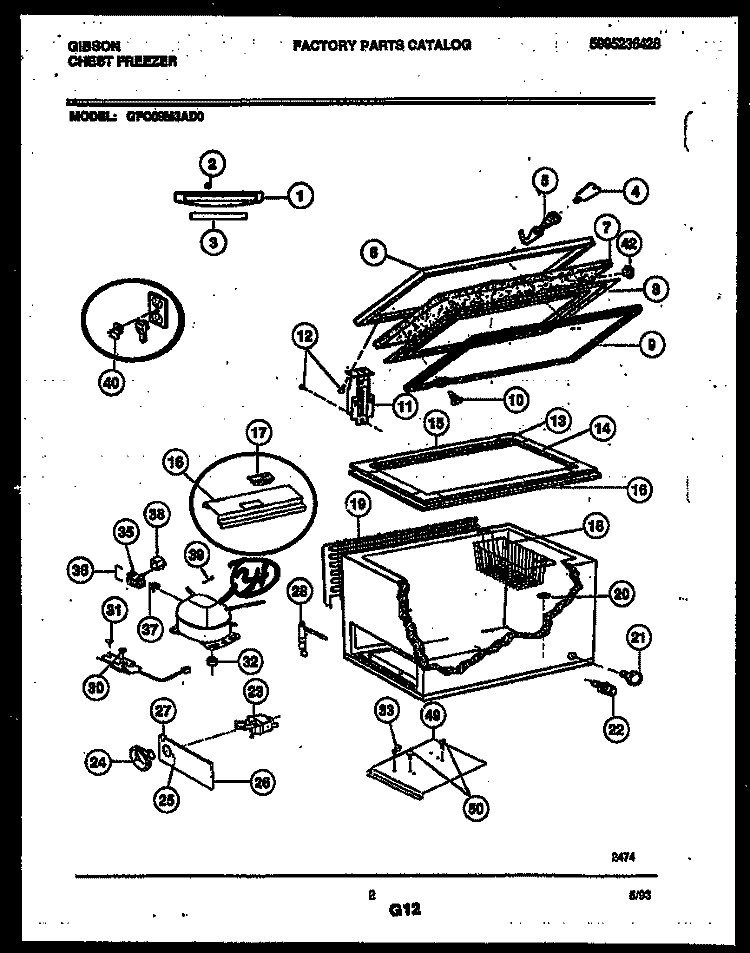 CHEST FREEZER PARTS Diagram and Parts List for GFC09M3AD0  Gibson Freezer