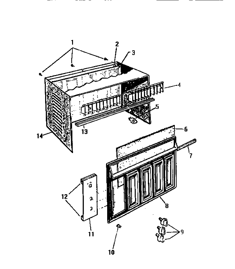 CABINET, FRONT, WRAPPER Diagram and Parts List for AH124J2T2  Frigidaire Air Conditioner