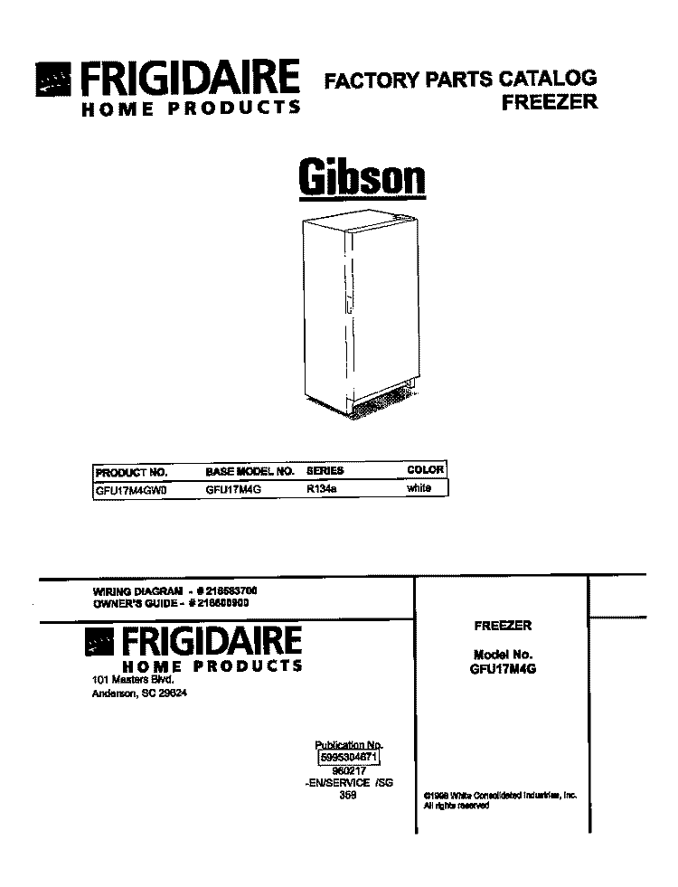 COVER Diagram and Parts List for GFU17M4GW0  Gibson Freezer