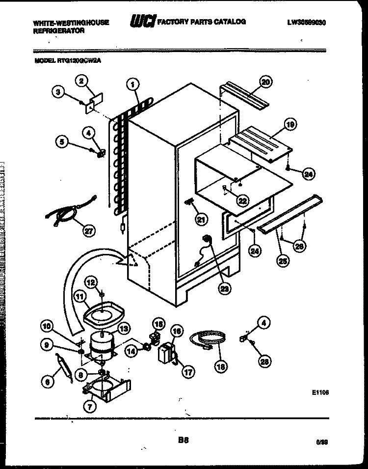 SYSTEM AND AUTOMATIC DEFROST PARTS Diagram and Parts List for RTG120GCH2A  Frigidaire Refrigerator