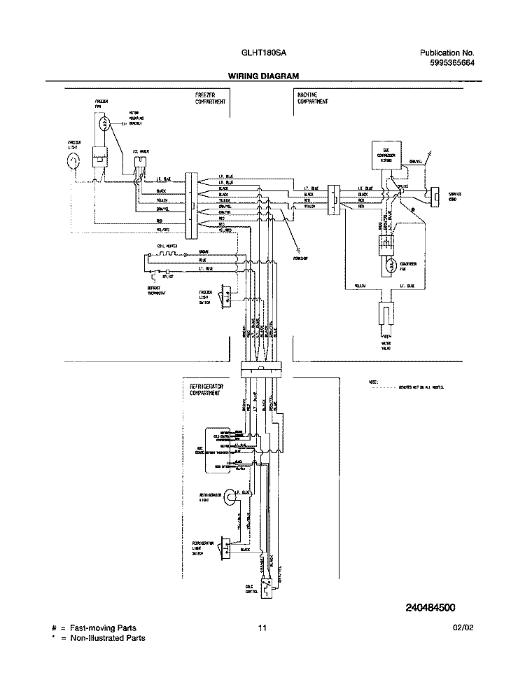 WIRING DIAGRAM Diagram and Parts List for GLHT180SAQ2  Frigidaire Refrigerator