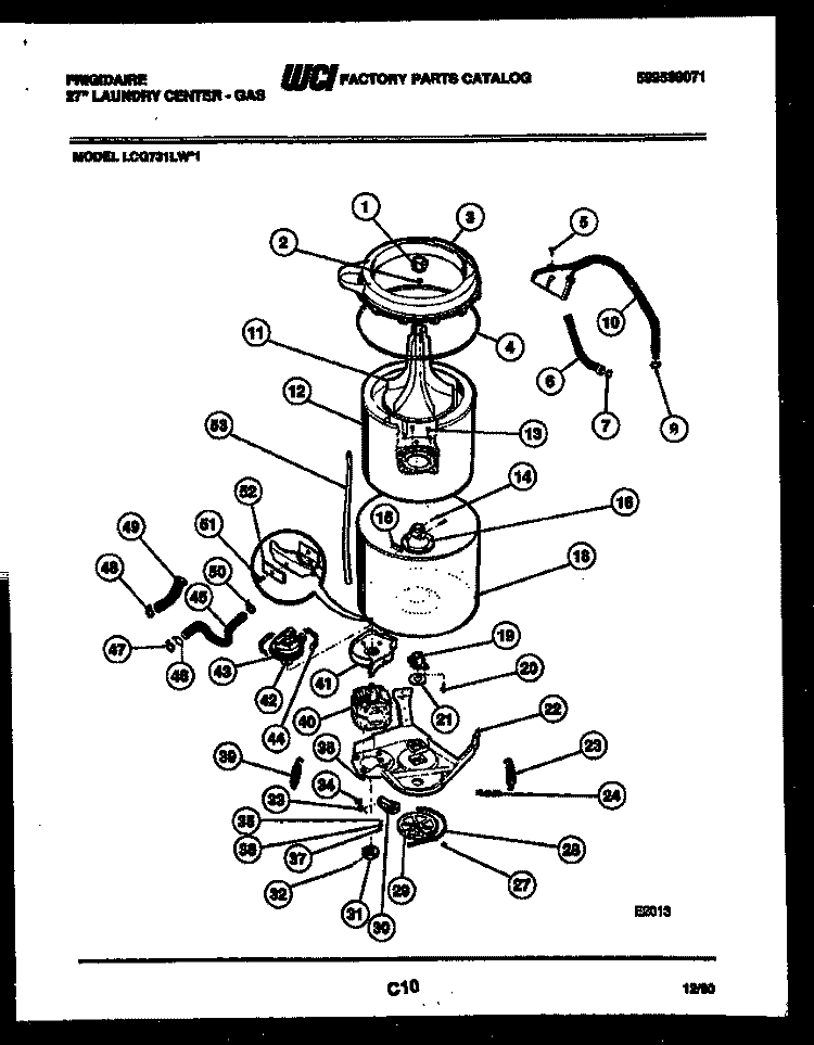 TUB DETAIL Diagram and Parts List for LCG731LL1  Frigidaire Washer Dryer Combo