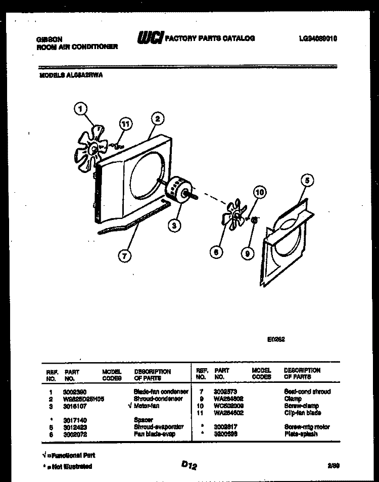 AIR HANDLING PARTS Diagram and Parts List for AL05A2RWA  Gibson Air Conditioner