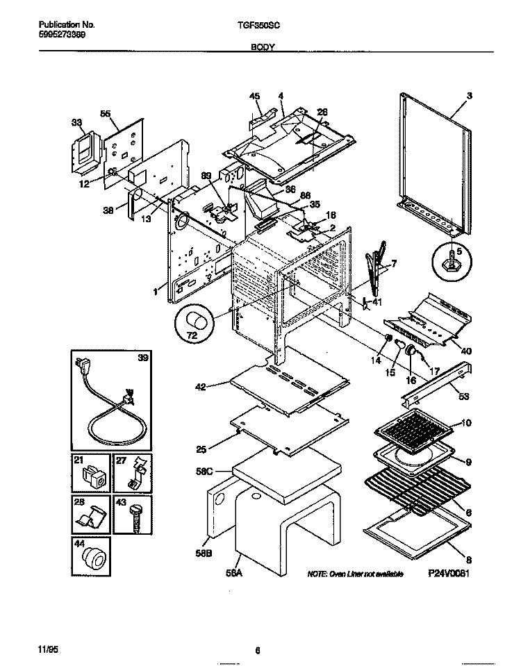 BODY Diagram and Parts List for TGF350SCWA  Tappan Range