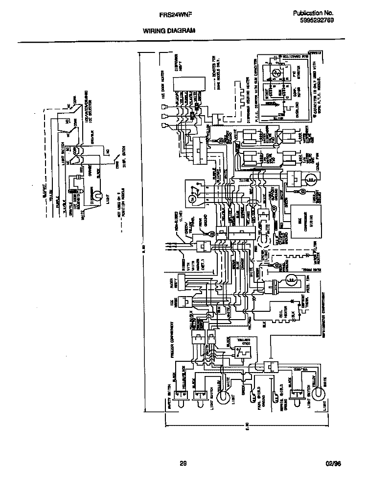 WIRING DIAGRAM Diagram and Parts List for FRS24WNFW0  Frigidaire Refrigerator