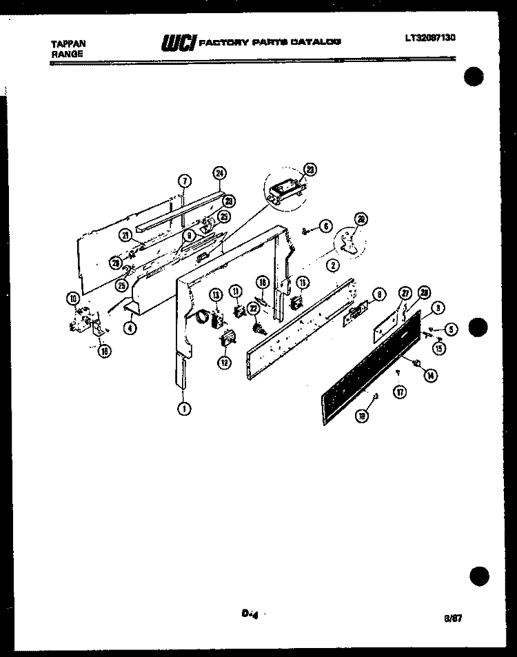 BACKGUARD Diagram and Parts List for 31-3857-66-01  Tappan Range