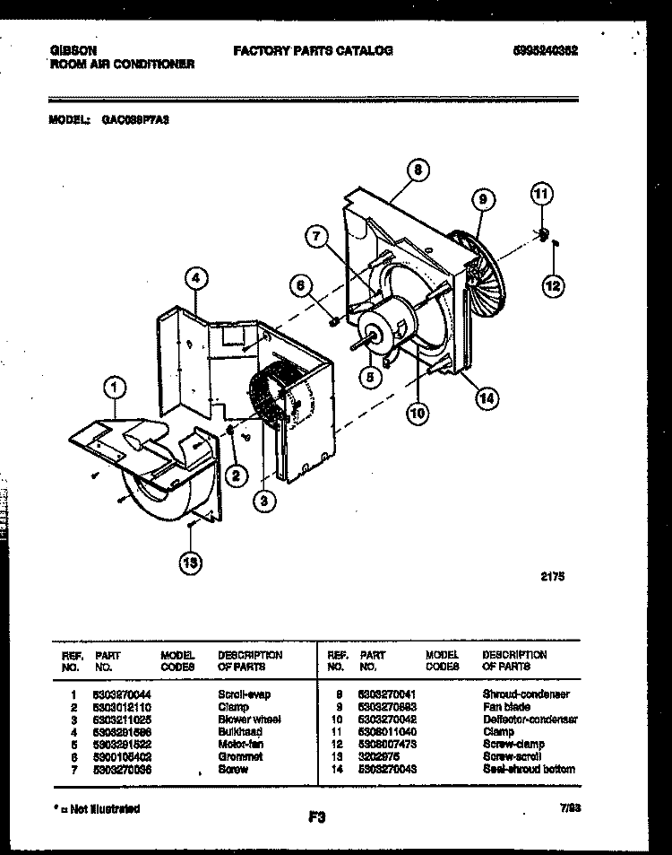 AIR HANDLING PARTS Diagram and Parts List for GAC088P7A3  Gibson Air Conditioner