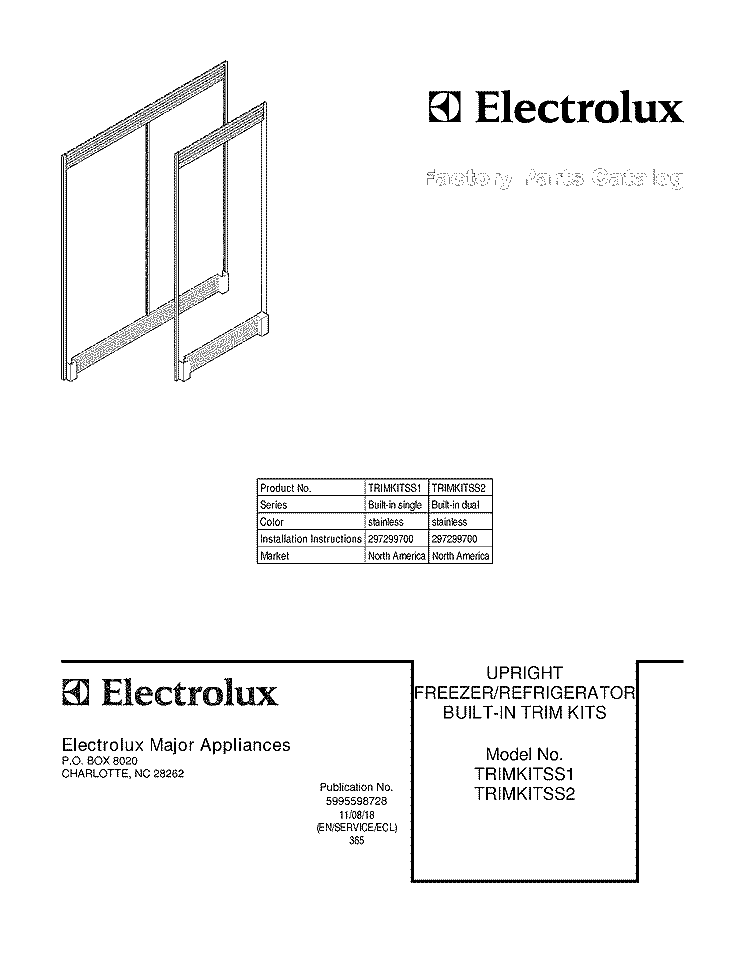 COVER Diagram and Parts List for TRIMKITSS2  Electrolux Freezer