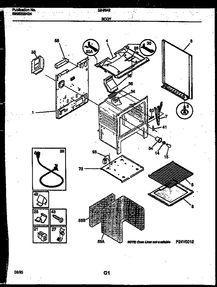 BODY PARTS Diagram and Parts List for 32-2642-00-02  Tappan Range
