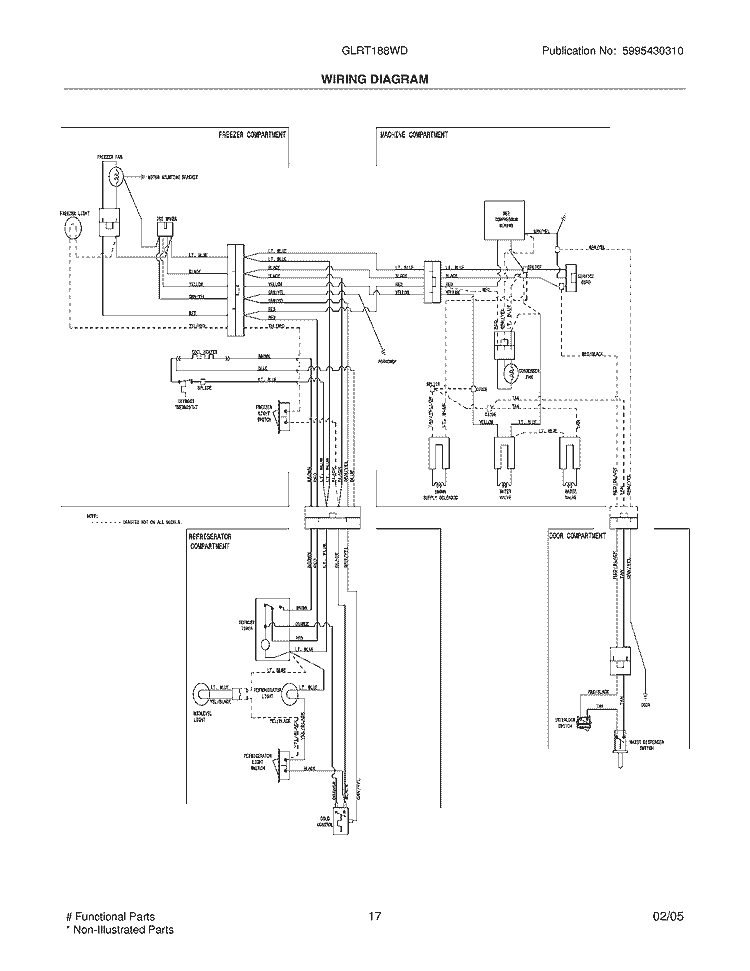 WIRING DIAGRAM Diagram and Parts List for GLRT188WDZ0  Frigidaire Refrigerator