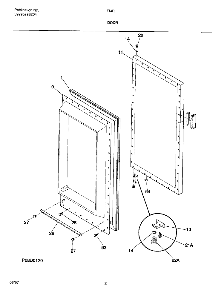 DOOR Diagram and Parts List for FMR5  Electrolux Freezer