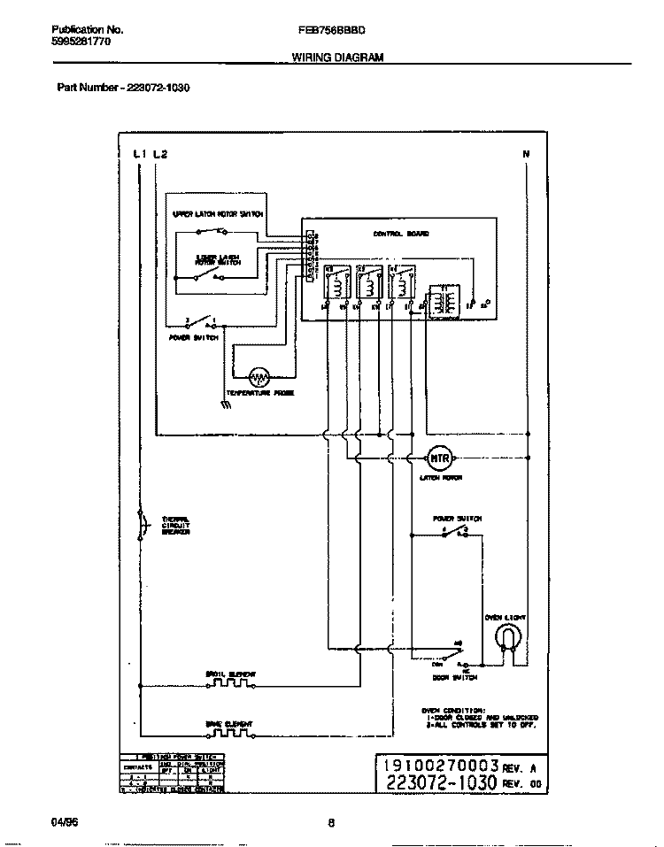WIRING DIAGRAM Diagram and Parts List for FEB756BBBD  Frigidaire Wall Oven