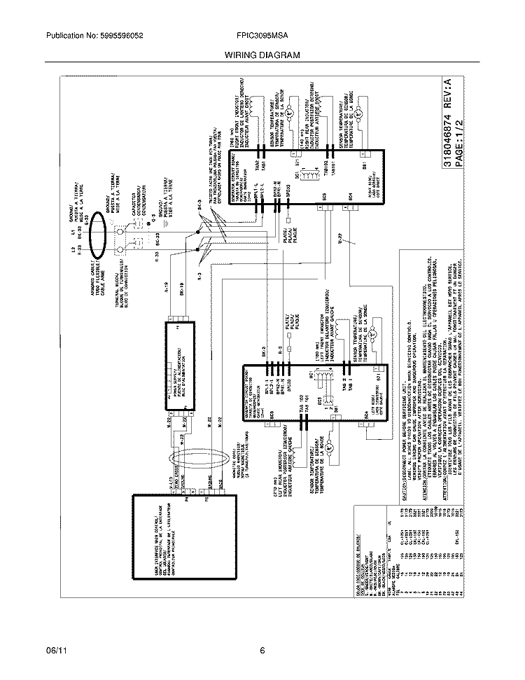 WIRING DIAGRAM Diagram and Parts List for FPIC3095MSA  Frigidaire Cooktop