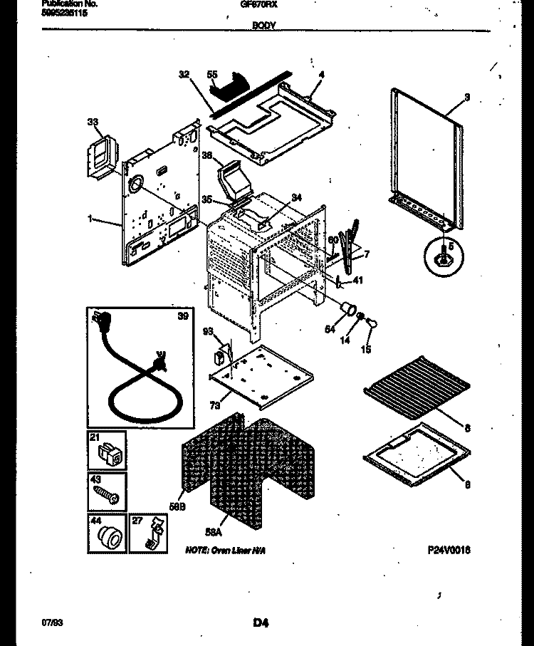 BODY PARTS Diagram and Parts List for GF670RXW3  Frigidaire Range