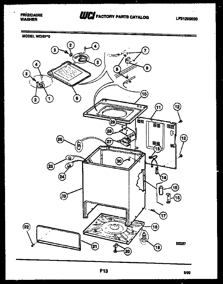 CABINET PARTS Diagram and Parts List for WCISFW0  Frigidaire Washer