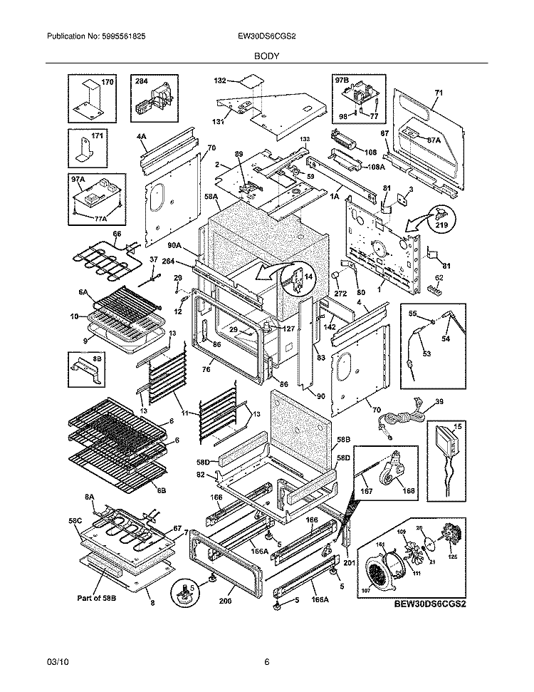 BODY Diagram and Parts List for EW30DS6CGS2  Electrolux Range